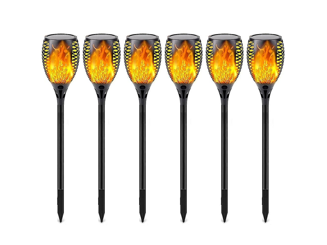 Rebe lâmpadas de Tocha Solar com Chama Piscante 6 Unidades, Iluminação Exterior Decorativa Solar Resistente À Água
