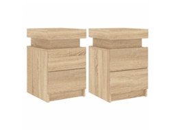 Bedside Cabinet, Bedside Cabinets Vidaxl Marrom Madeira Processada (n/a)