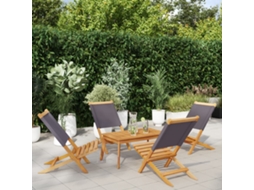 Cadeiras Dobráveis Jardim 4 Pcs Tecido/madeira Maciça Antracite Dkd Home Decor