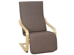 Poltrona de Salão com Descanso para os Pés Ajustável,cadeira Estofada em Linho Sintético para Escritório e Quarto,66,5x94x100cm,marrom BTFORUS