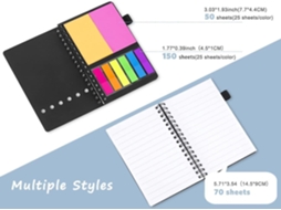 Caderno Espiral, Caderno De Bolso Com Capa Kraft, Caderno Espiral Com Porta Canetas E Post Its Coloridos. Preto, 15 X 12 X 1,3 Cm Brilvibera