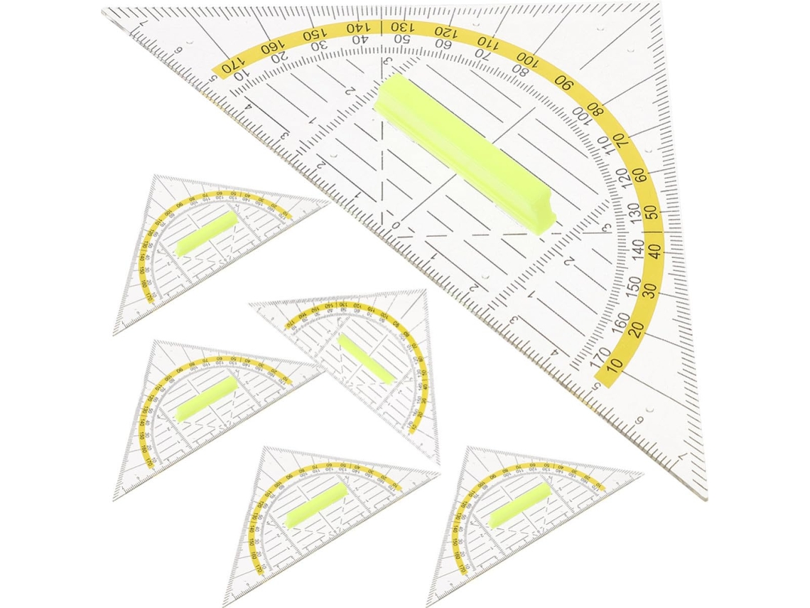 Conjunto De 6 Réguas Triangulares Portáteis Em Pp Para Desenho E Medição Ilustração Técnica Arquitetura Estudantes