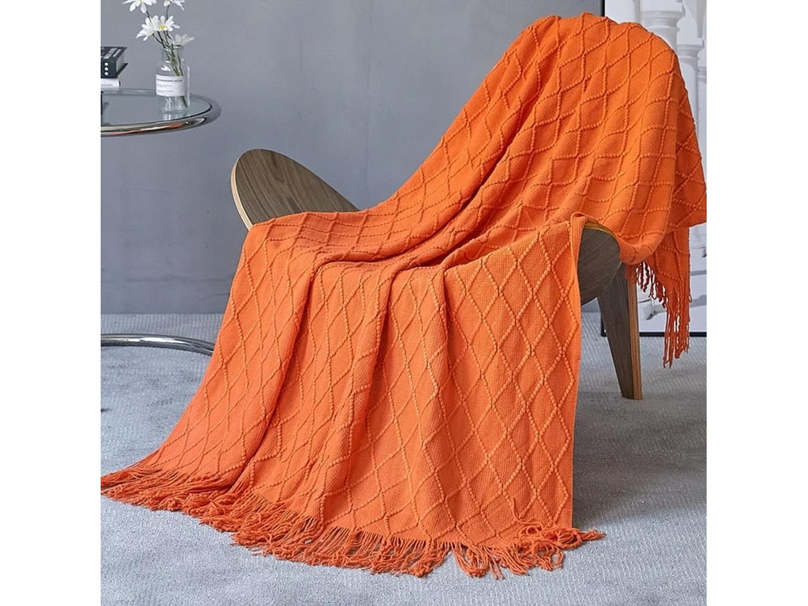 Manta de Tricô com Pompons Colcha Grossa e Luxuosa Estilo Vintage Fazenda Extragrande, Macio, Quente, Ideal Pa