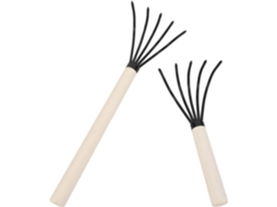 Conjunto De 2 Ancinhos De Aço Carbono Com Cabos De Madeira.