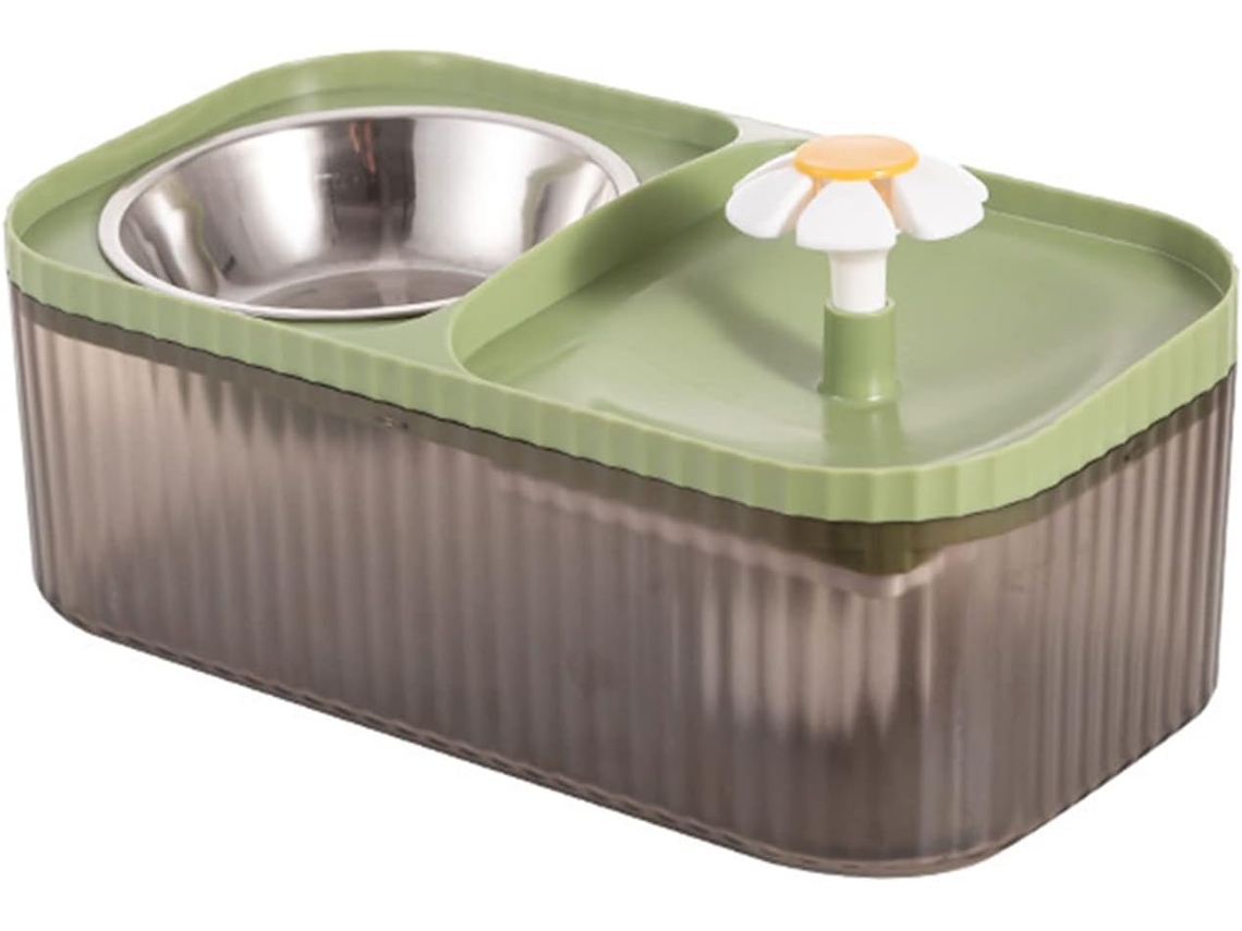 1º Comedouro, Bebedouro para Gatos, Fonte de Água para Gatos, Dispensador de Água para Animais de Estimação, Alimentador, Verde AQUAFORGE