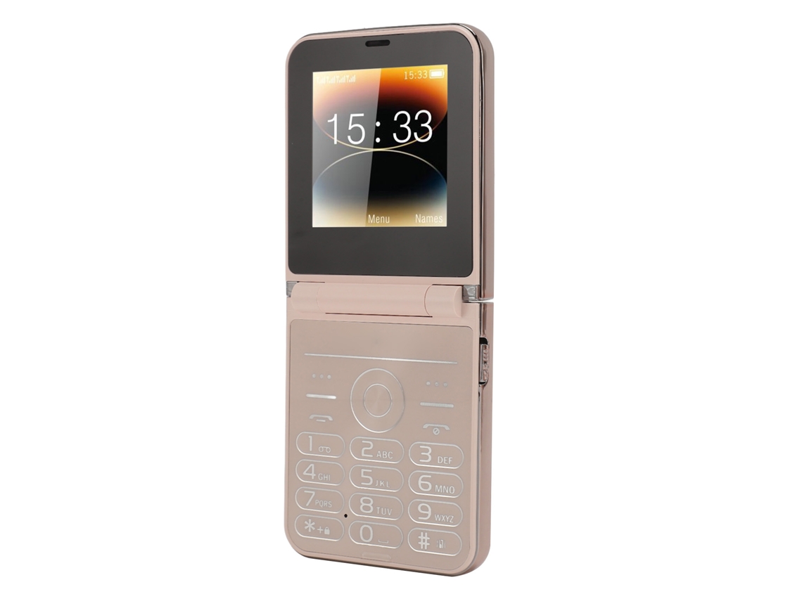 Celular Flip para Idosos com Botões Grandes 2g 4 Cartões 4 Standby Lanterna Led Ouro S/MARCA