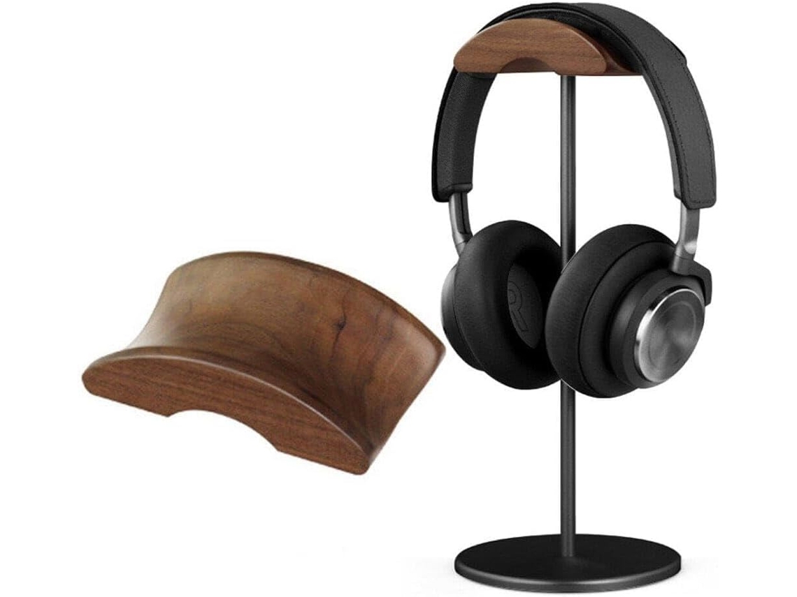 Support De Casque En Bois De Noyer En Aluminium Avec Base En Métal Massif Pour Tous Les Casques Adeptes Et