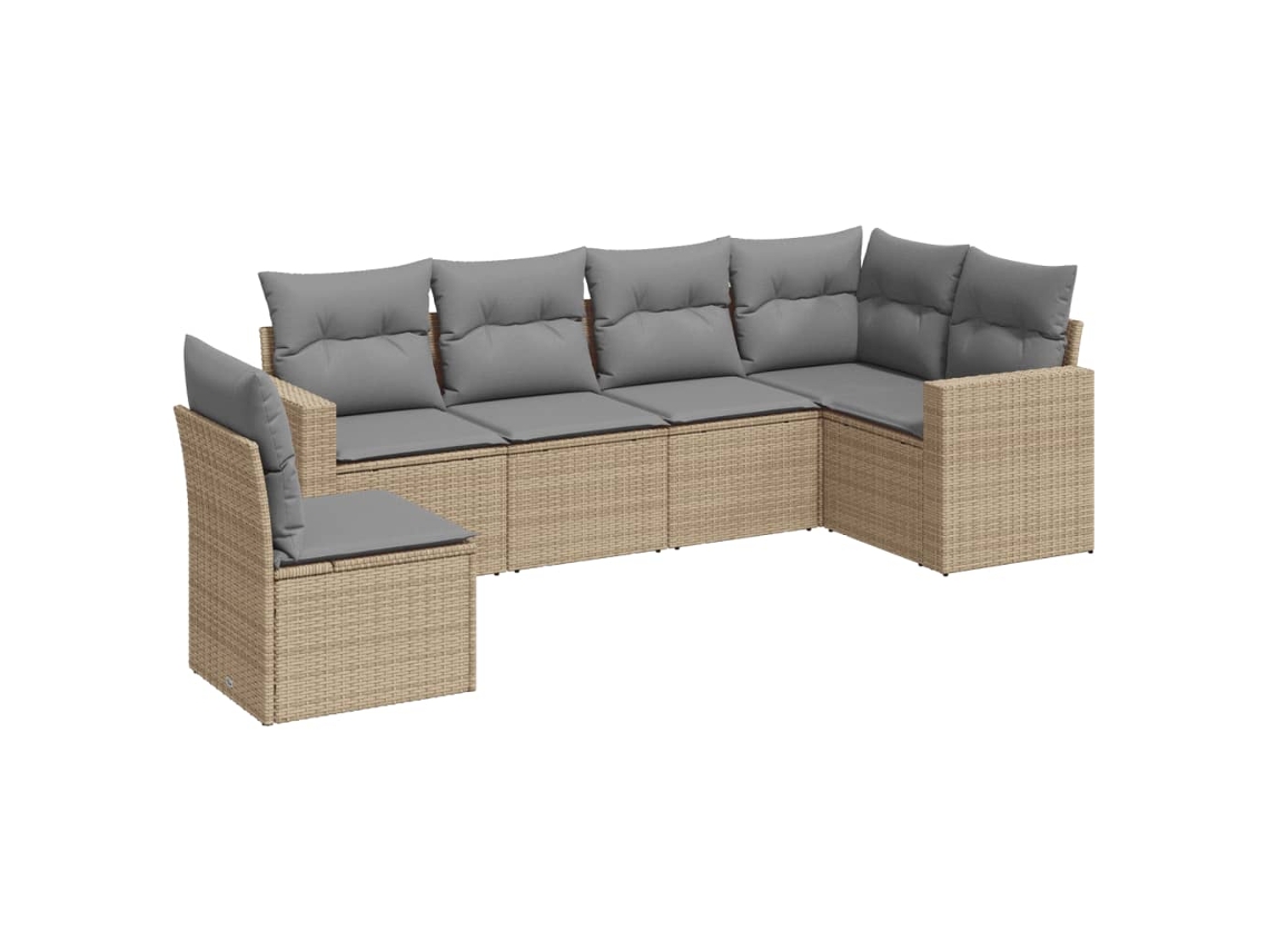 Maison Exclusive - 6 Pcs Conjunto De Sofás P/ Jardim Com Almofadões Vime Pe Bege