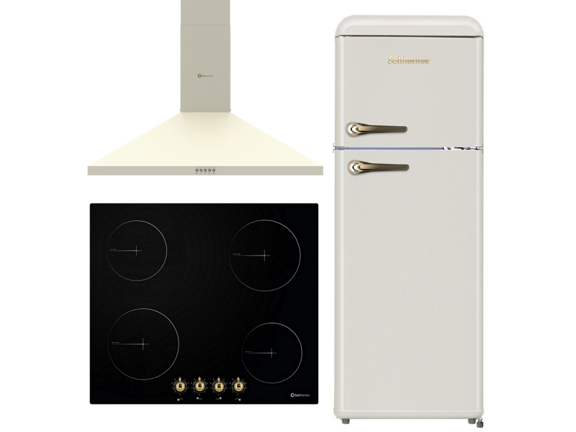 Pack Solthermic Combo Vitro Plate Pvtc60 4 Queimadores Rústicos 60 Exaustor Creme Refrigerador Retro 1,47 F2pr147c Creme