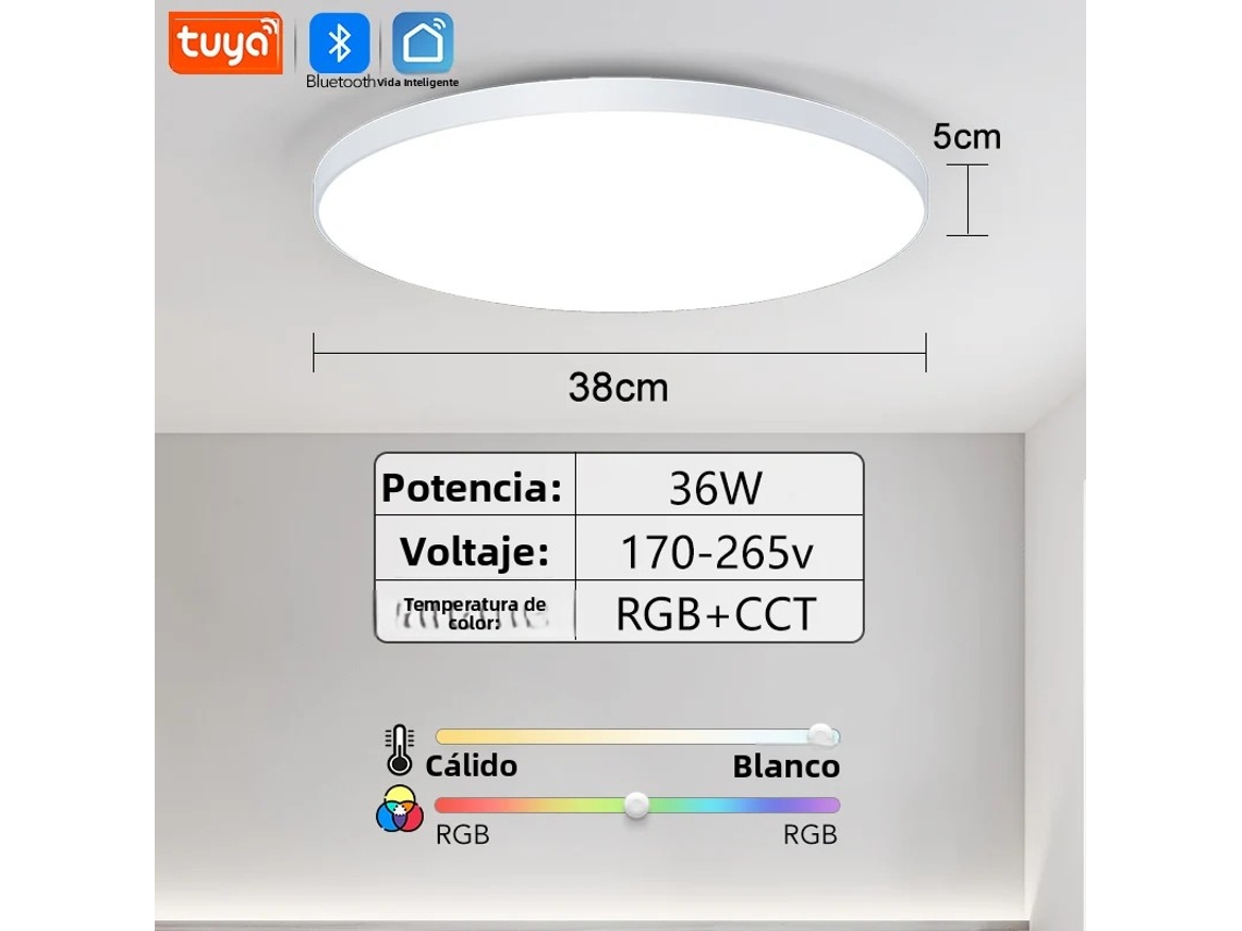 Luminária De Teto Led Inteligente (36w Branca), Equipada Com Controle Remoto Com Design Gráfico E Aplicativo, Dimerizável Rgb,
