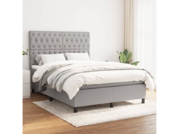 Vidaxl Cama Com Molas/colchão 140x200 Cm Tecido Cinzento-claro