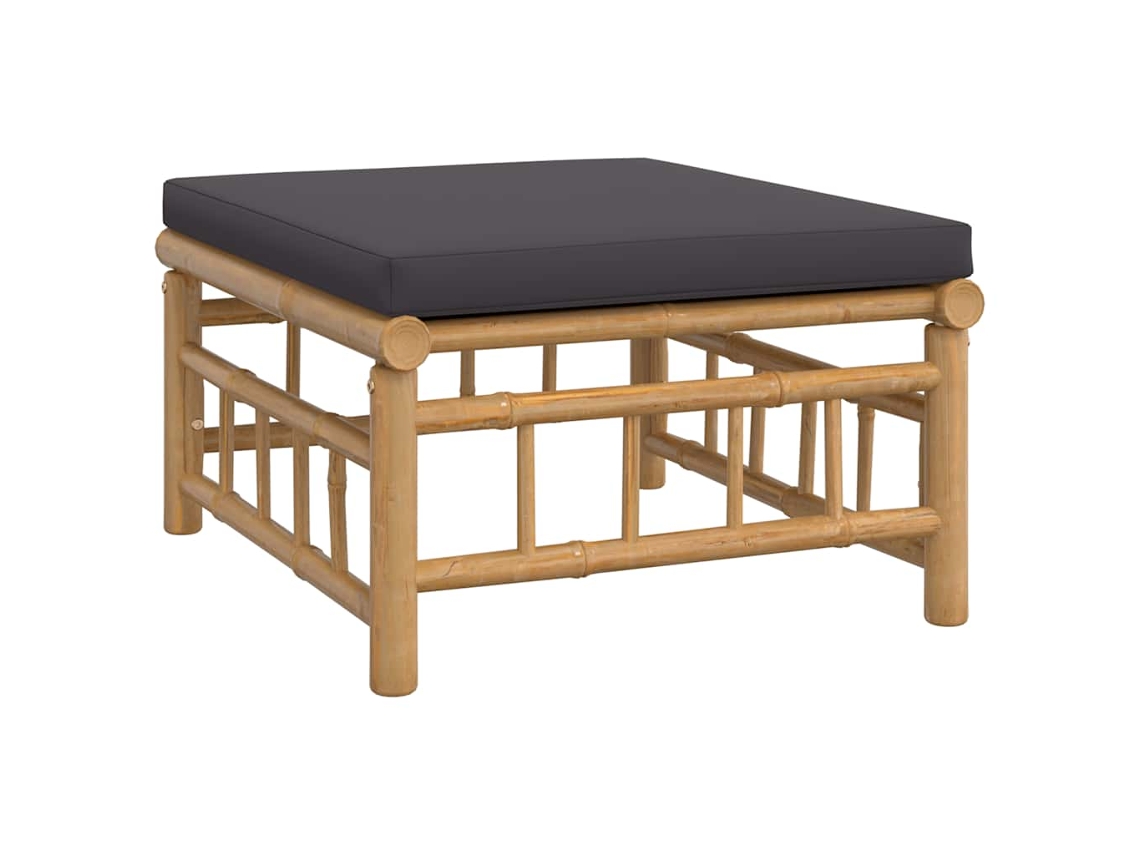 Maison Exclusive - Apoio De Pés P/ Jardim Bambu Com Almofadão Cinzento-escuro