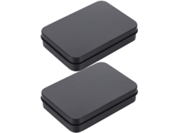 Caixas de Metal Pretas para Guardar Cartas de Baralho, Estojos Retangulares Compactos com Tampas. CHABERLU