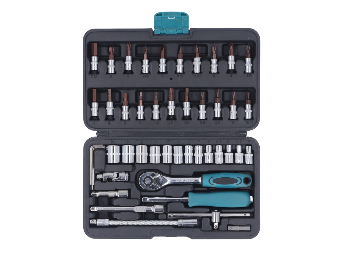 Conjunto de Chave de Boca e Rachete 46pcs 1/4" YURU