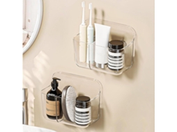 Kit 2 Prateleiras de Parede em Acrílico Transparente com compartimentos para banheiro, cozinha e sala | S/MARCA