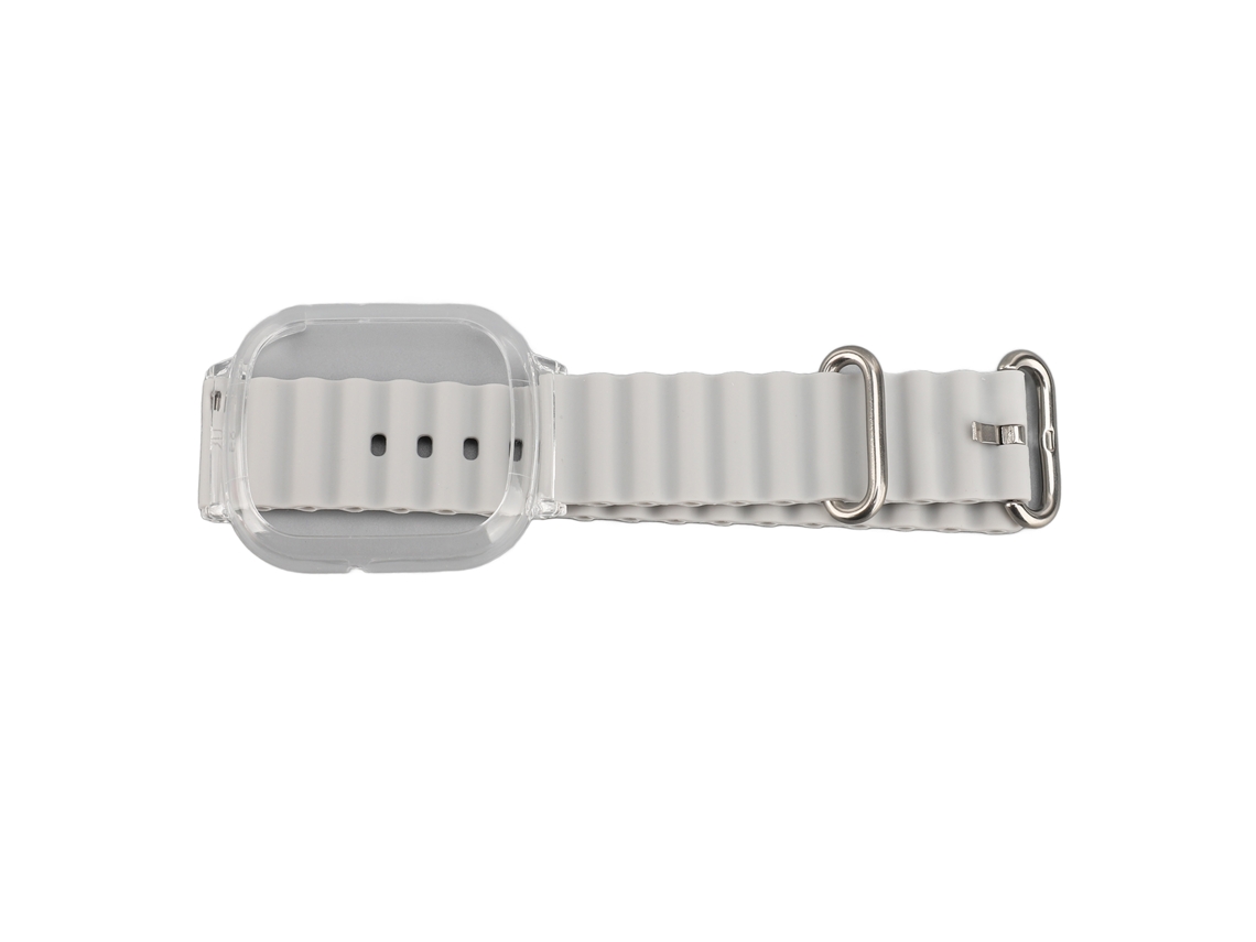 Pulseira de Silicone para Watch 4 com Capa Transparente Ajustável e Liberação Rápida Cinza
