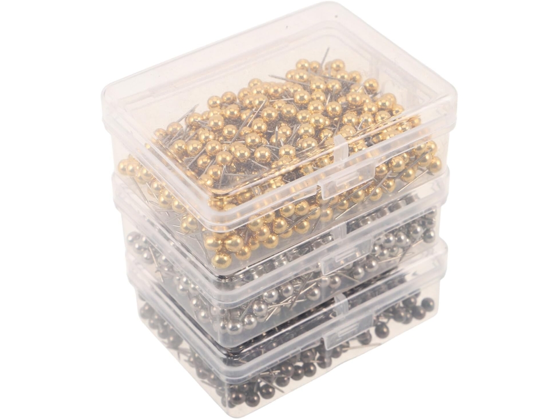 Conjunto de 1200 peças de quadrados decorativos para corte com cabeça redonda, em plástico e aço inoxidável, fáceis de remover.