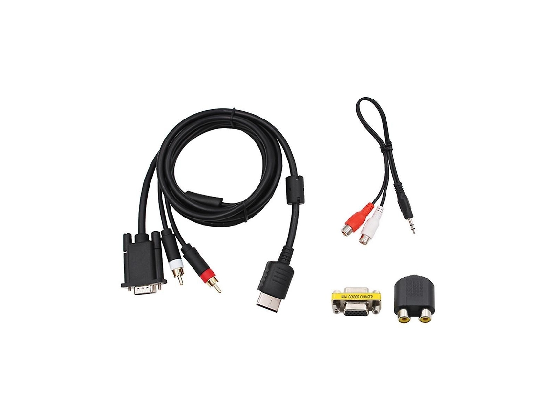 Lurelia Cabo Adaptador Vga Para Rca/av, 1,8 M, Com Áudio, Para Dreamcast, Preto