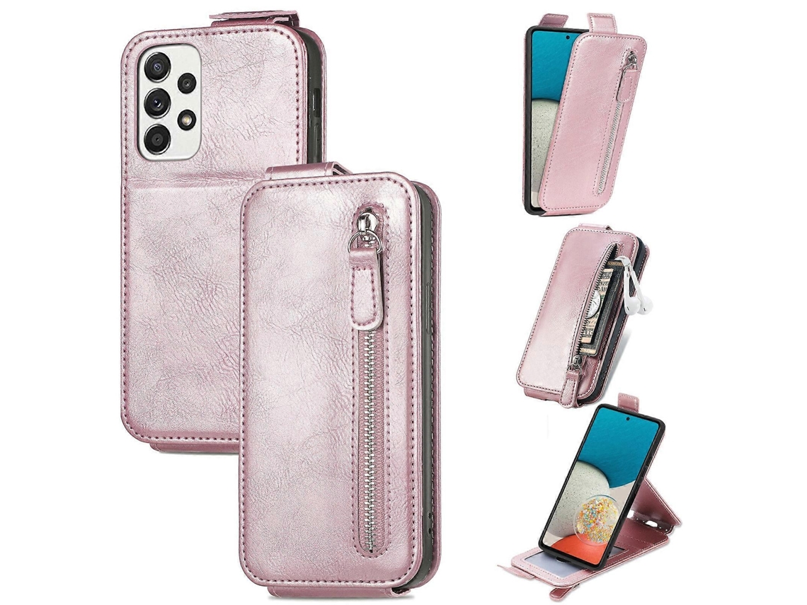 Capa De Couro Com Zíper Vertical Para Samsung Galaxy A73 5g