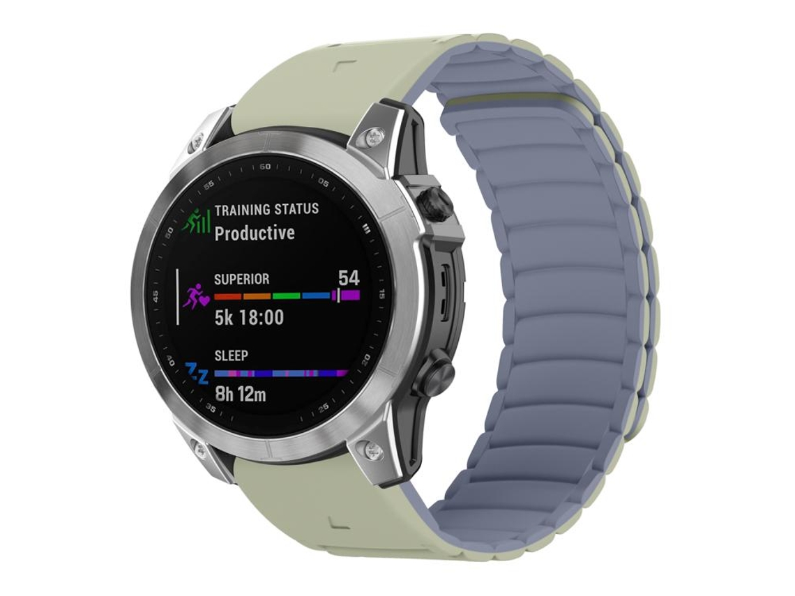 Bracelete para Garmin Silicone Magnético Esportivo Liberação Rápida Cáqui Claro + Cinza Azulado Claro XIAOMOYU (26mm)