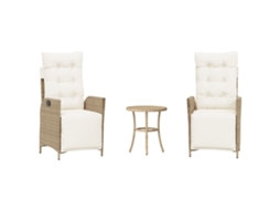 Maison Exclusive - Conjunto 3 Peças Bistrô Com Almofadões Vime Pe Bege