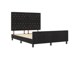 Estrutura De Cama Moderna De Veludo Preto Vidaxl Preto Fabric (160x200 Cm)