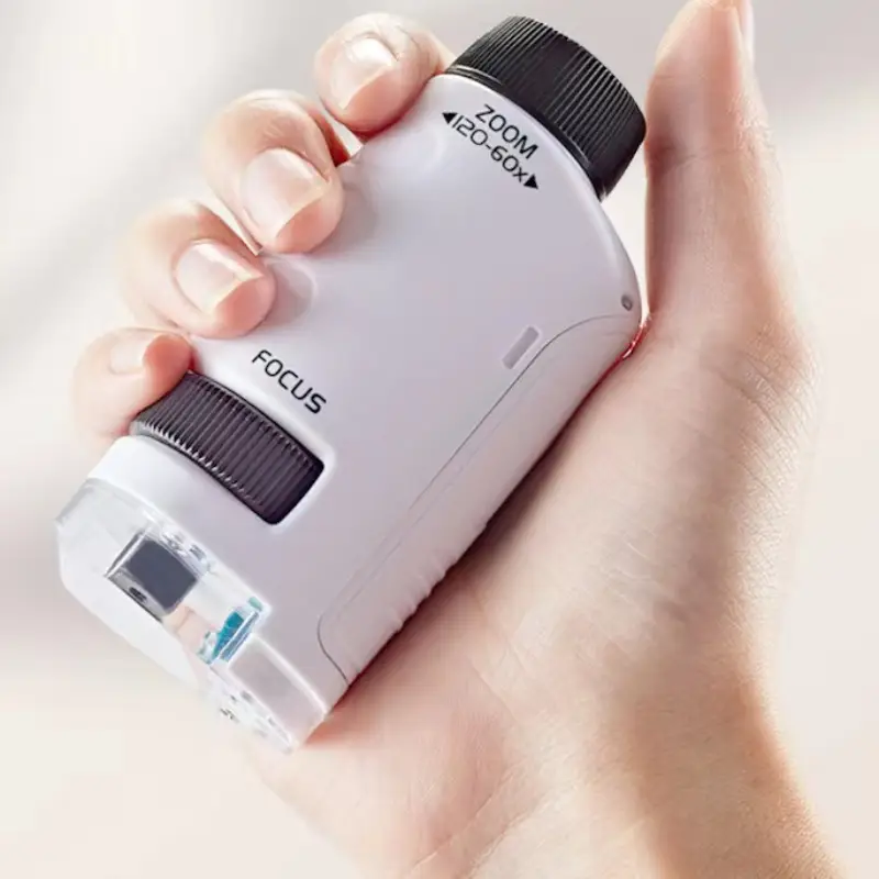 Mini Microscópio de Bolso Educativo para Crianças, Ampliação de 60, 120x BRILVIBERA