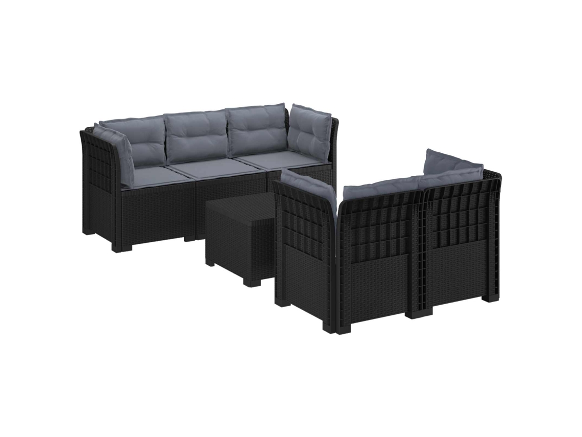 Vidaxl Sofá De Jardim De 5 Pessoas Com Almofadas Visual De Rattan Pp