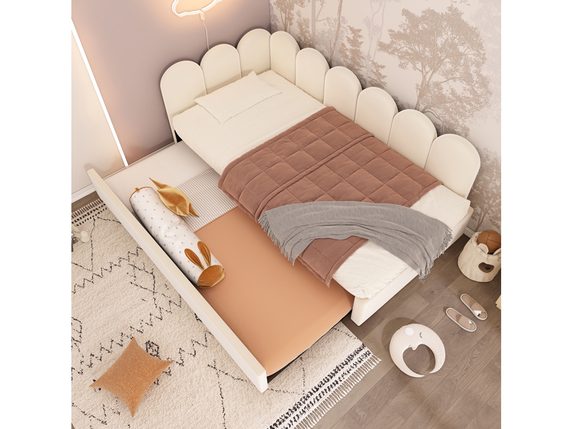 Polsterbett Daybett 90x200cm Sofa Cama Retrátil 90x190cm Bege Sem Colchão