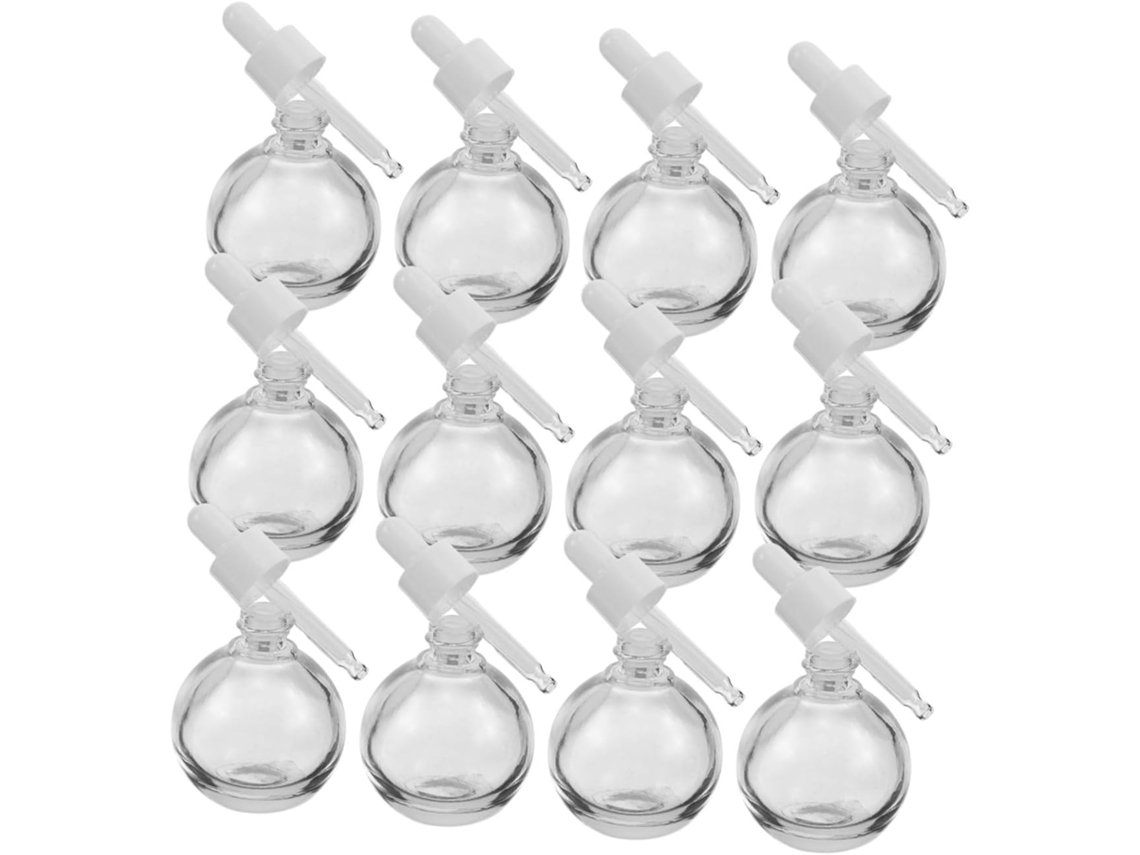 Pacote Com 12 Frascos Conta-gotas De Vidro De 30 Ml, Recarregáveis, Com Lacre Branco Injetado.