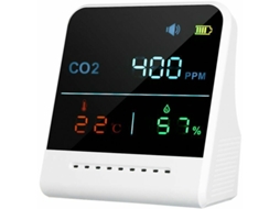 Medidor De Qualidade Do Ar Com Alarme De Co2, Detector, Tela Lcd, Temperatura Interna, Umidade, 1000mah, Recarregável Branco, Tipo 2 Slowmoose