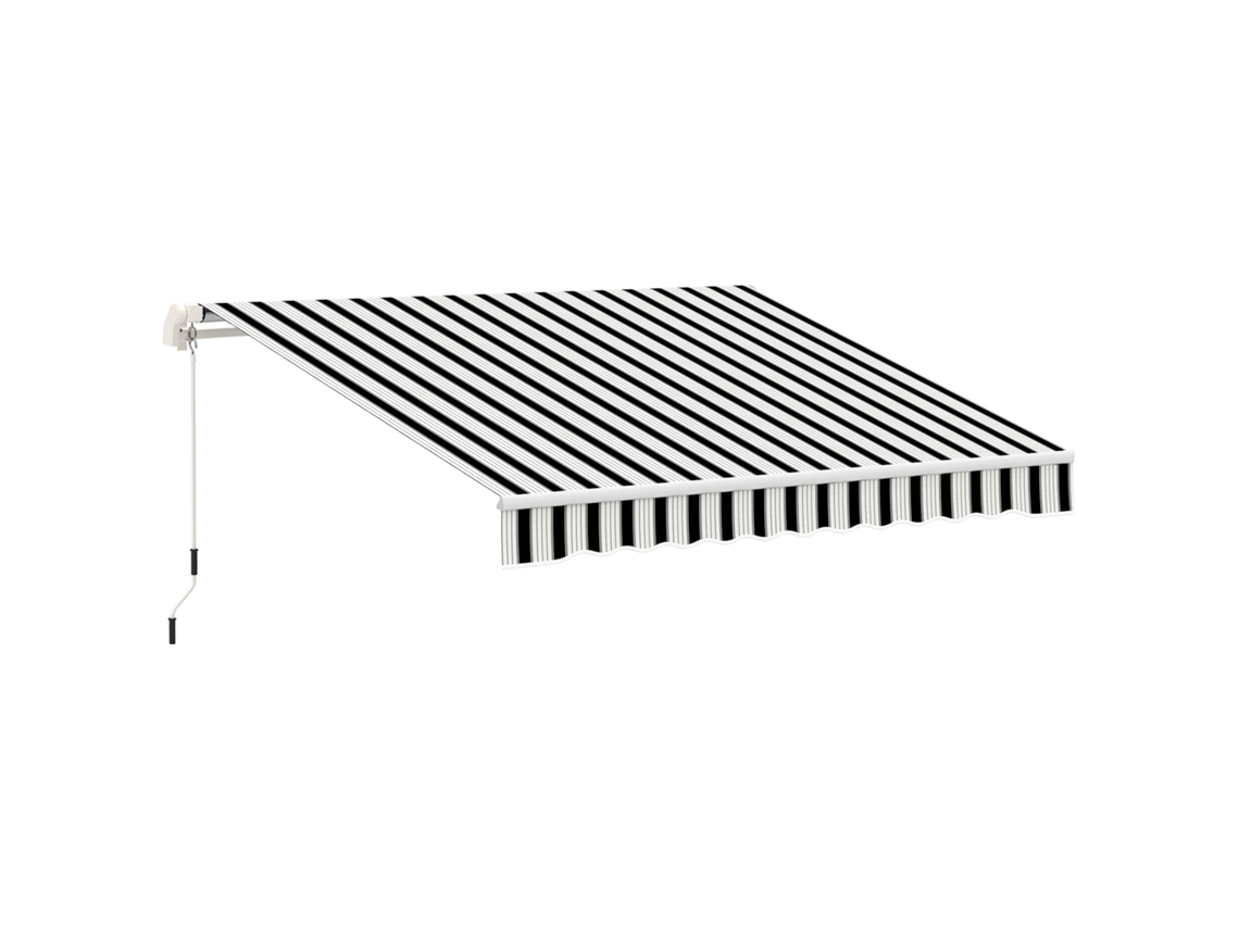 Toldo retrátil com manivela proteção solar poliéster estrutura metal azul+branco 3,95x2,45x3,50m | S/MARCA