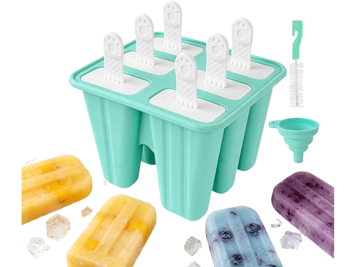 Formas De Silicone Para Sorvete, Antiaderentes, Com 6 Cavidades