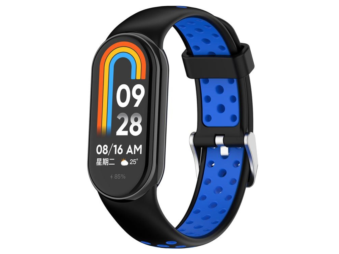 Bracelete para Xiaomi Smart Band 10/9/8 Silicone Bicolor Plugue de Metal Preto e Azul XIAOMOYU