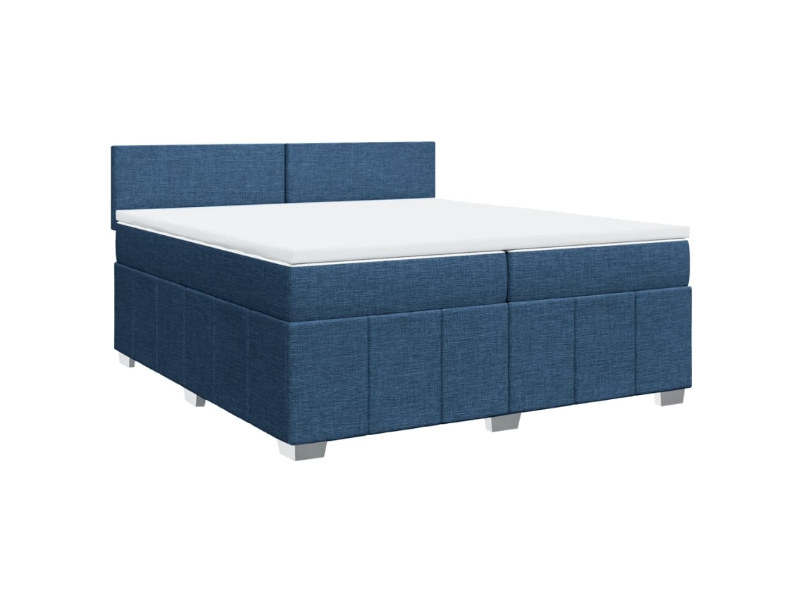 Cama com Molas/colchão 200x200 Cm Tecido Azul MAISON EXCLUSIVE
