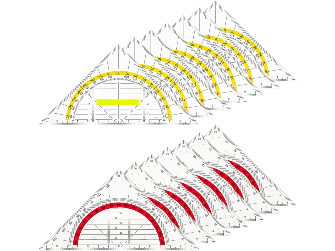 Conjunto De Desenho Design Multifuncional E Fácil Manutenção, Conjunto De 12 Peças Réguas E Transferidores Triangulares