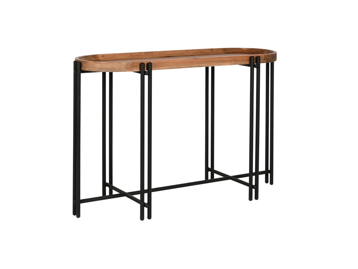 Console ALEXANDRA HOUSE LIVING em metal marrom com detalhes em madeira, 115x40x75cm