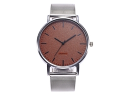 Reloj De Cuarzo Unisex Con Correa De Malla Circular Casual Zhoulianfa (café)
