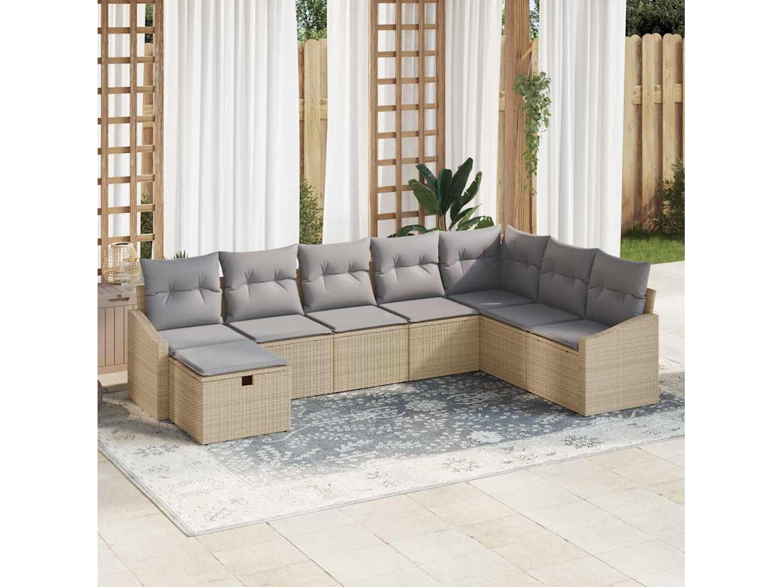 Vidaxl Conjunto De Sofás 9 Unid. Vime Pe
