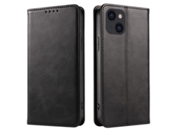 Capa Textura Gémeo Para Iphone 15 Pro Pele Sintética Preto