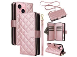 Capa Para Iphone 15 Pele Sintética Rosa