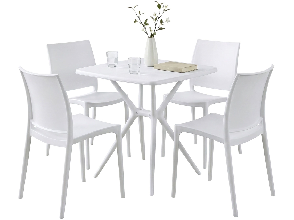 Conjunto De Moveis De Jardim Amino Com 4 Cadeiras Branco