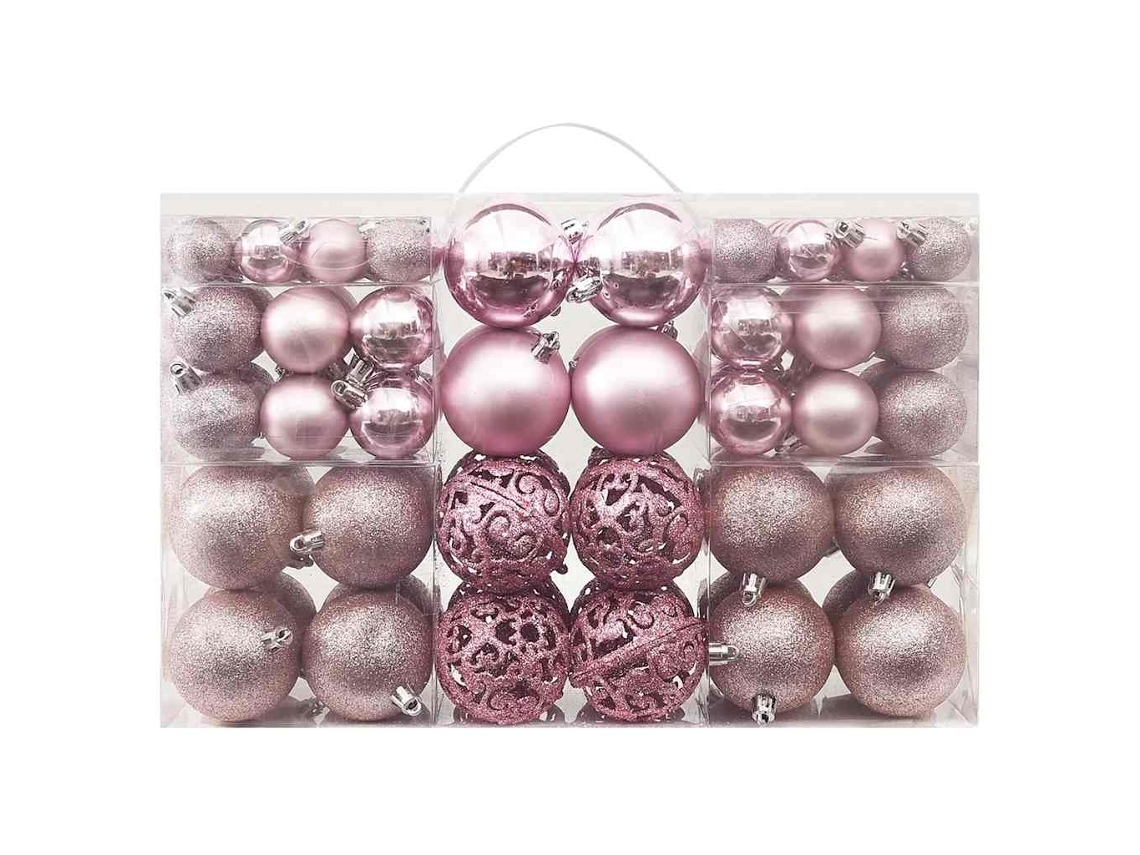 Conjunto 100 Conjunto Bolas Natal  Cor-de-rosa Plástico*