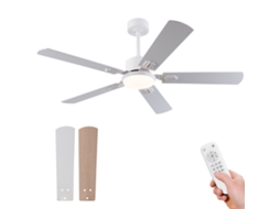 Ventilador Teto 52" Luz Branca Natural 5 Pás Madeira VOLTEDGE