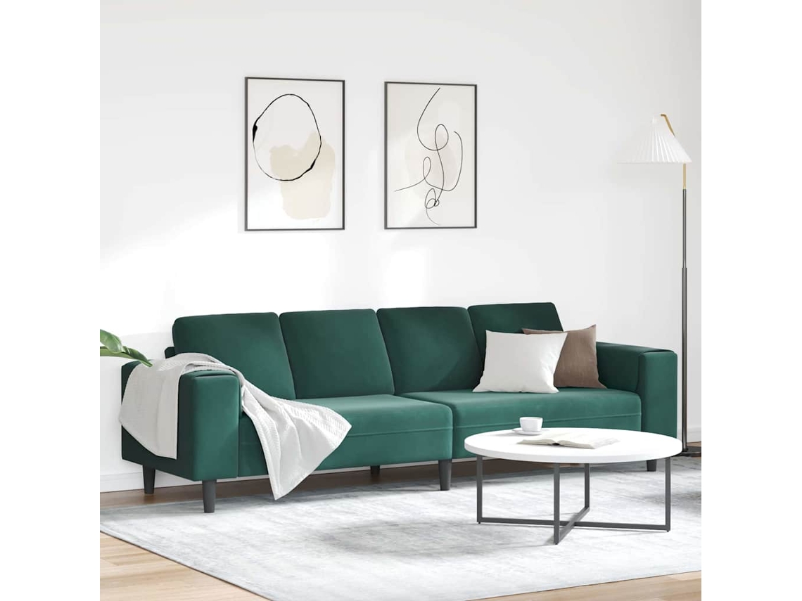 Vidaxl Sofá De Sala De Estar Verde Escuro 250 X 77 X 76 Cm