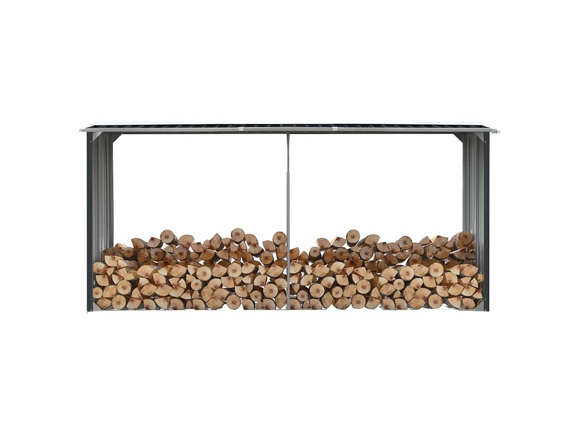 Vidaxl Abrigo Jardim P/ Arrumação Troncos Aço 330x92x153cm Antracite