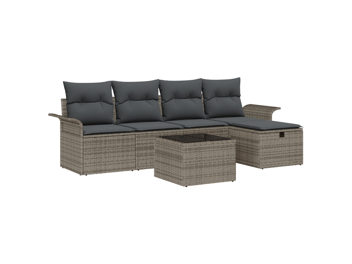 Conjunto 6 Conjuntos De Sofás Para Jardim Vidaxl Preto Vime Pe (55 X 55 X 37 Cm)