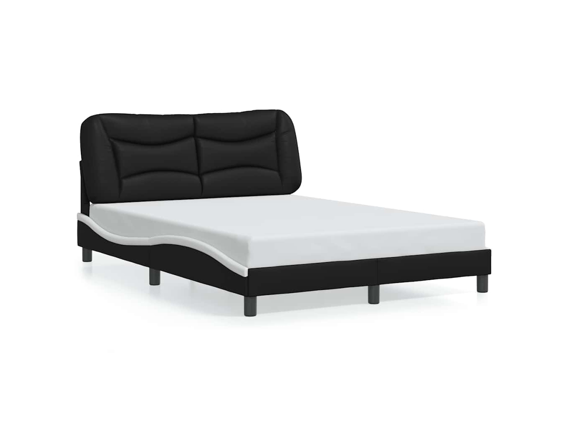 Estrutura de Cama Sem Colchão Hvar 140x200 Couro Artif Preto/branco MAISON EXCLUSIVE