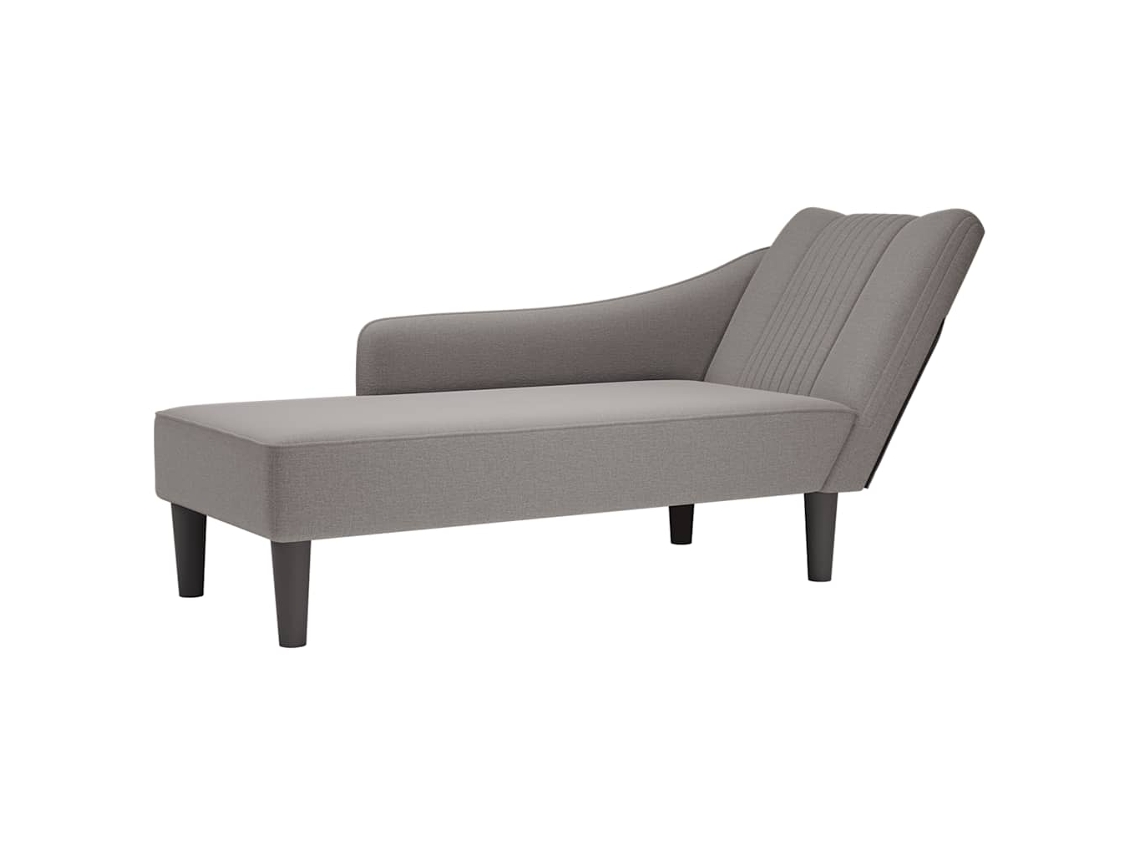 Vidaxl Chaise Lounge Com Apoio De Braço Direito Em Tecido Cinza