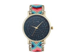 Relógio de Pulso de Quartzo Redondo com Pulseira de Lã Tecida Fashion Presente
